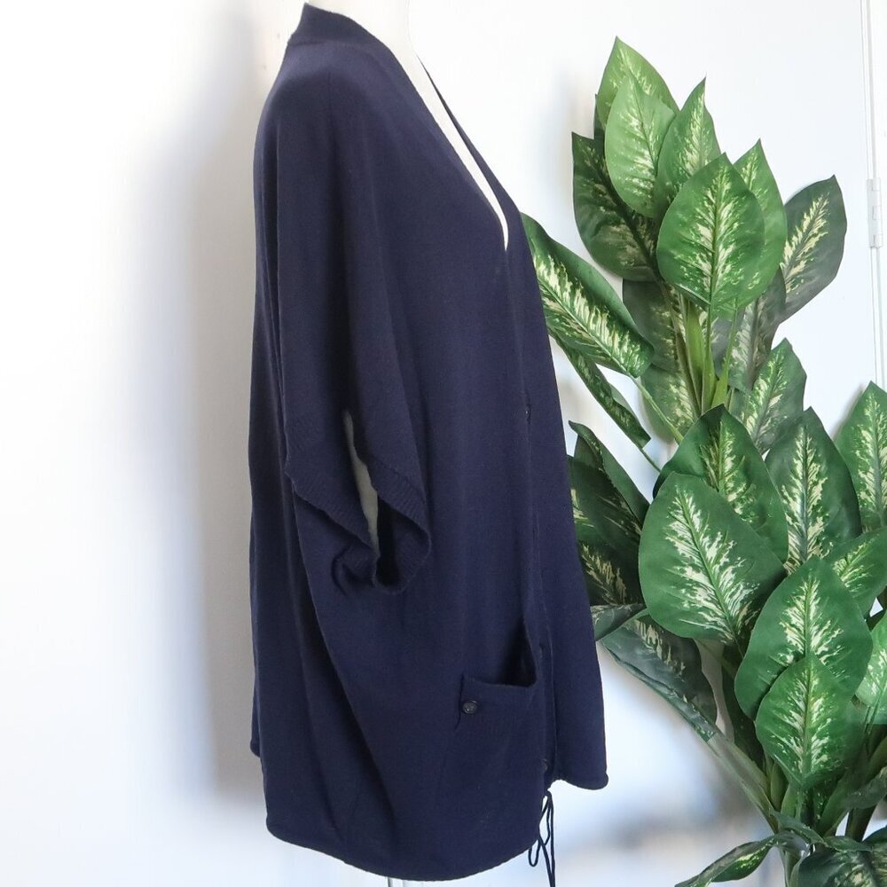 Jigsaw Navy Blue Knit Wool Cashmere Angora Button Front V-neck Sweater Cardigan - Picture 6 of 11